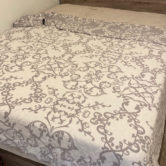 Villa Linen Cotton Damask Duvet Cover - Picture 1 of 7